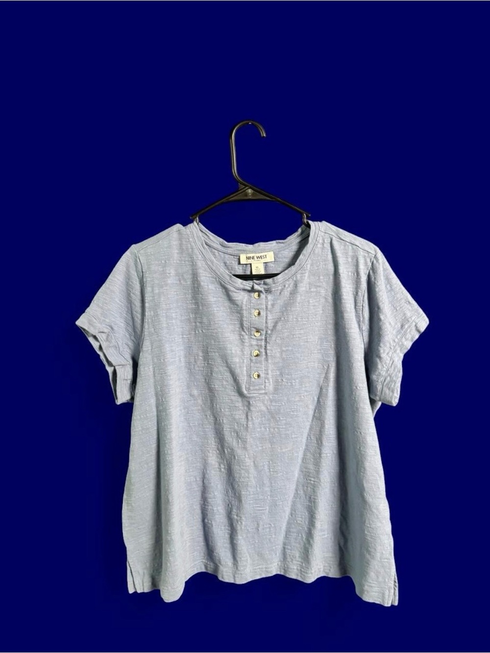 Nine West Jeans Cotton Slub Henley Tee XL